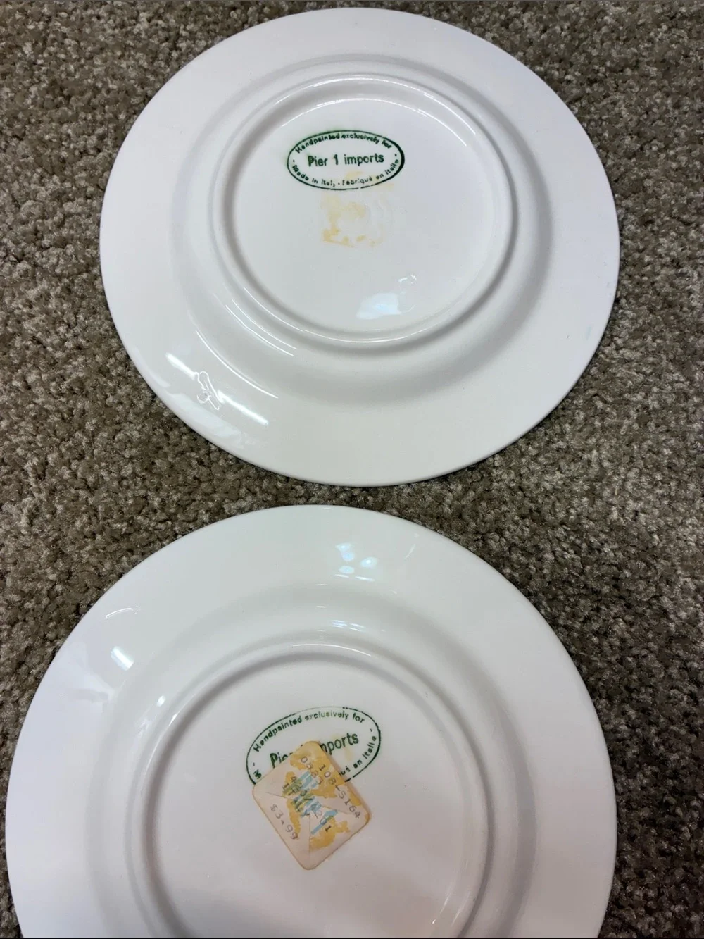 Vintage Pier 1 Ceramic salad Plate Set in Teal and Blue - 2-Piece